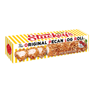 Photo of a carton of Stuckey's Pecan Log Roll with Cherry bits.