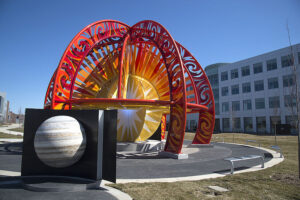 A photo of the Voss Model of our solar system located in Discovery Park at Purdue University, West Lafayette, Indiana