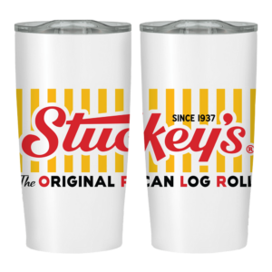A picture of two Stuckey's Pecan Log Roll Travel Mugs